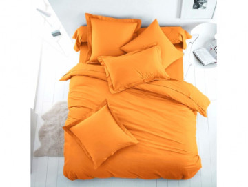 Едноцветно спално бельо от 100% памук ранфорс - Оранжево